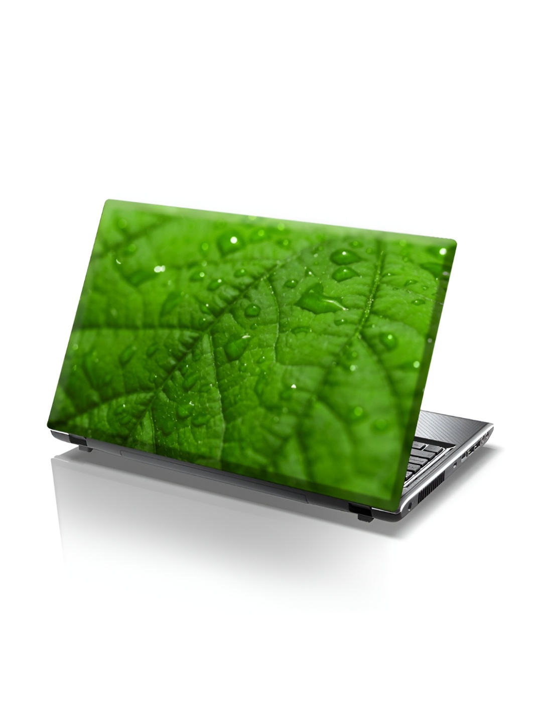 CVANU Green Water Droplet On Leaf Self Adhesive Laptop Sticker