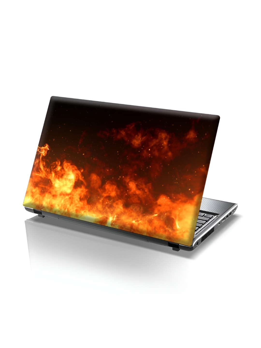 

CVANU Black & Yellow Fire Printed Self Adhesive Laptop Sticker