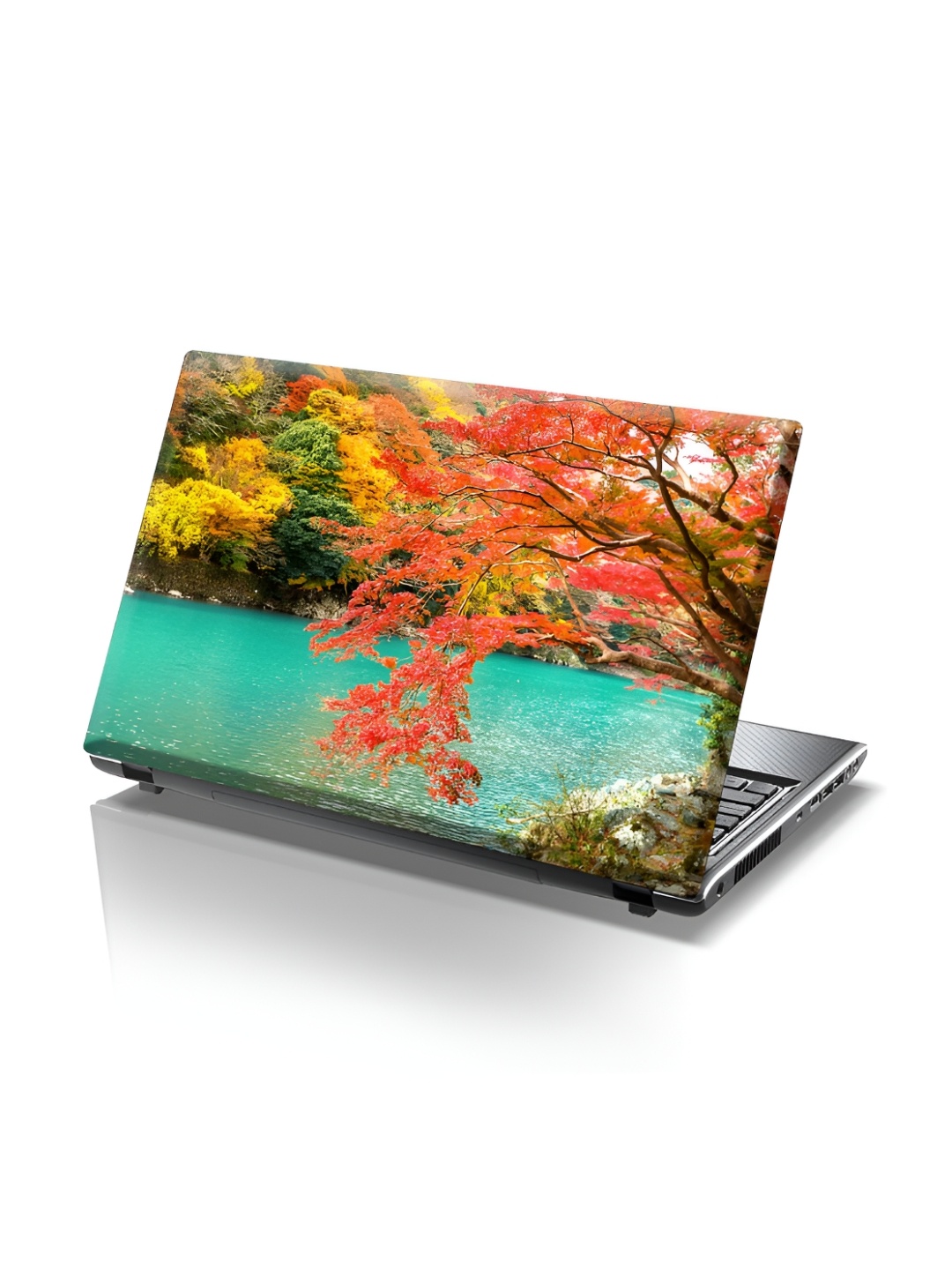 

CVANU Green & Pink Floral Printed Self Adhesive Laptop Sticker