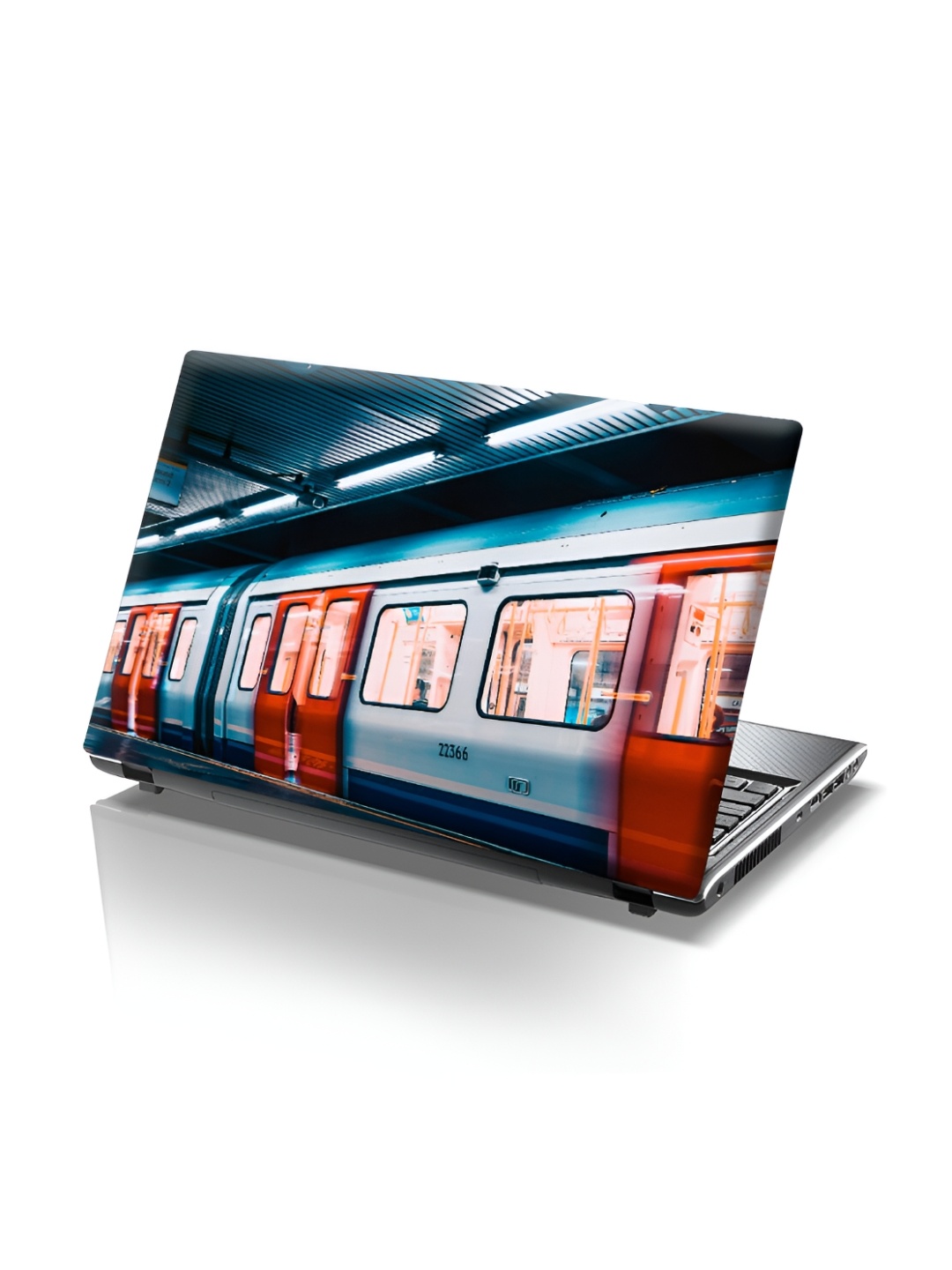 

CVANU Blue & Red Train Printed Self Adhesive Laptop Sticker