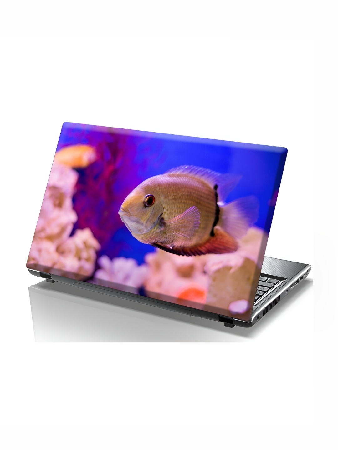 

CVANU Blue & Beige Fish Printed Self Adhesive Laptop Sticker
