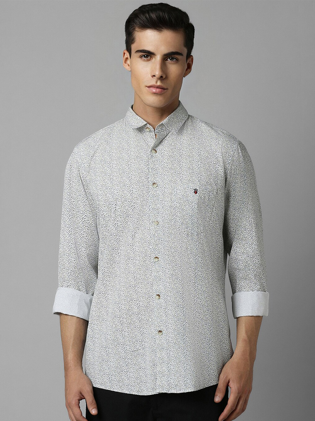 

Louis Philippe Sport Floral Printed Slim Fit Pure Cotton Casual Shirt, Grey