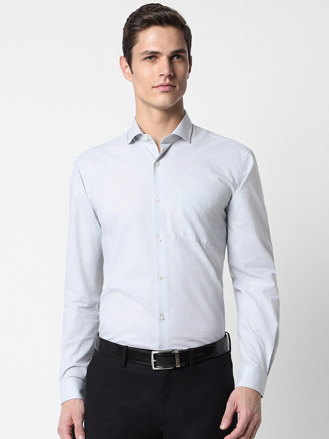 

Peter England Micro Ditsy Printed Long Sleeves Formal Shirt, Grey