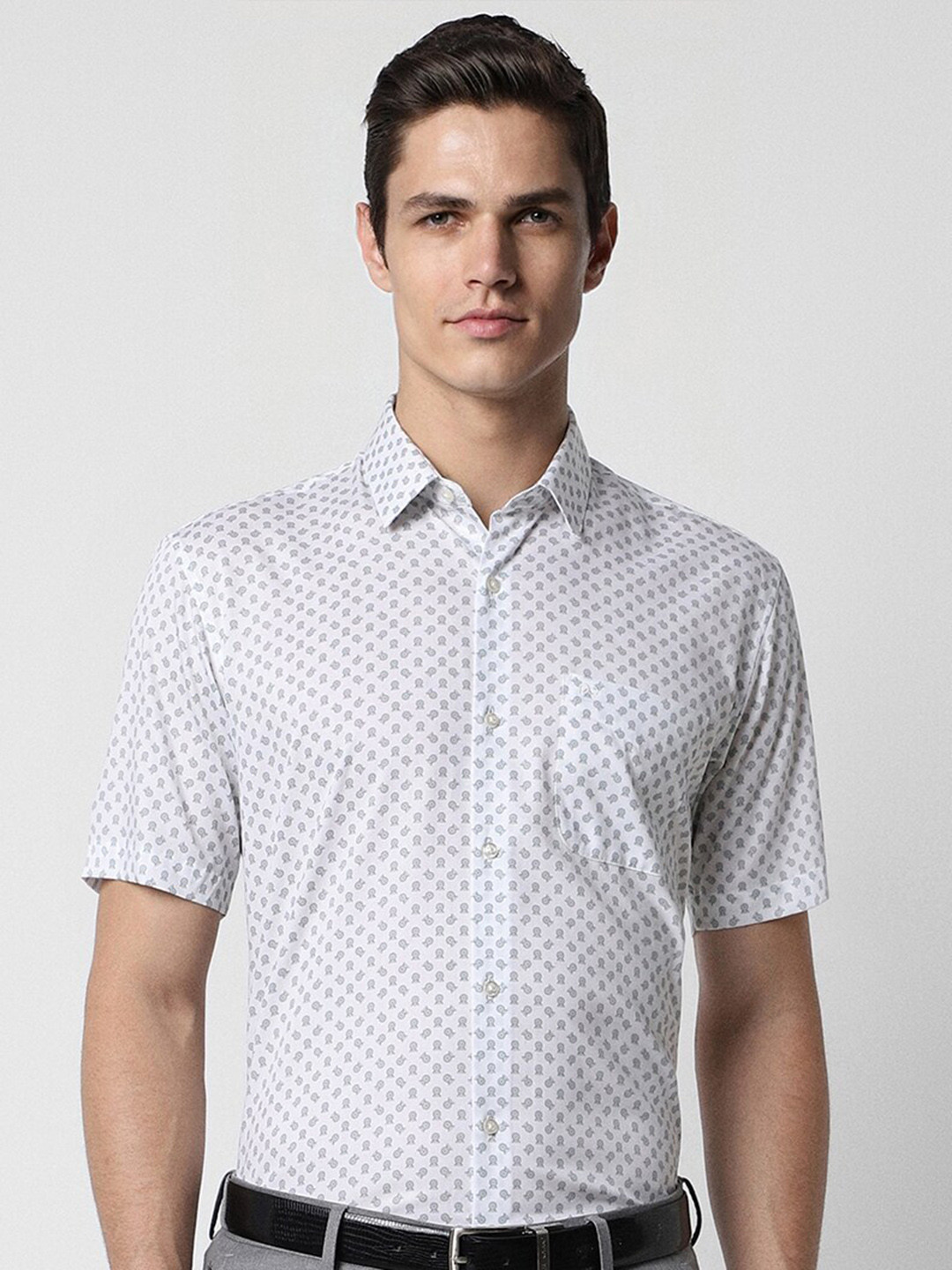 

Peter England Micro Ditsy Printed Pure Cotton Formal Shirt, White