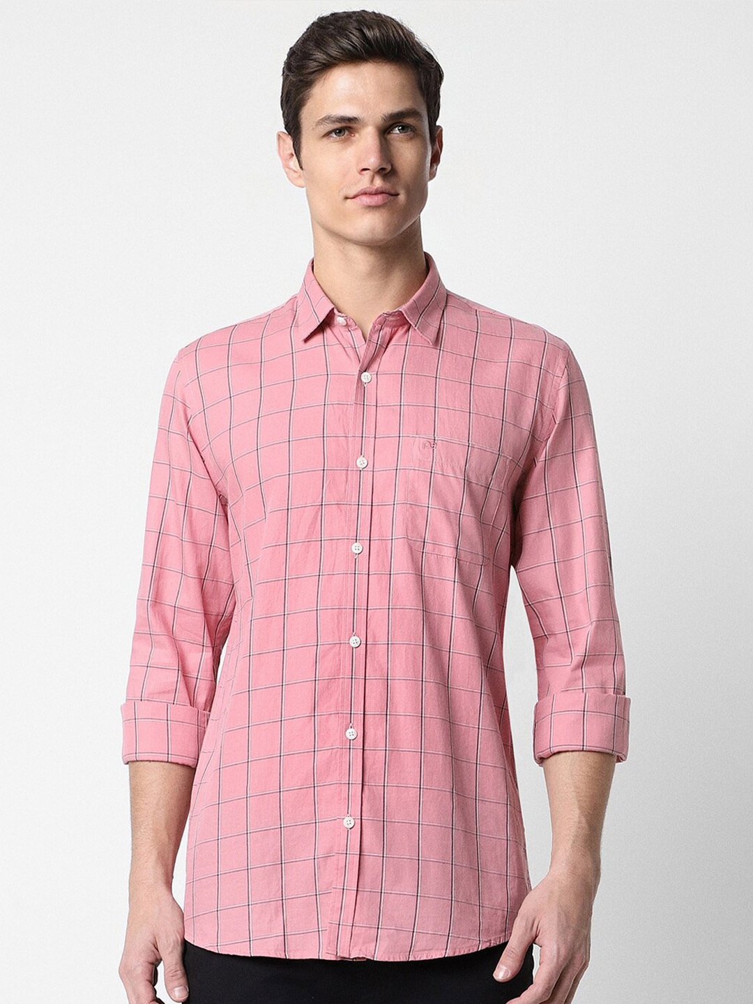 

Peter England Casuals Slim Fit Checked Cotton Casual Shirt, Pink