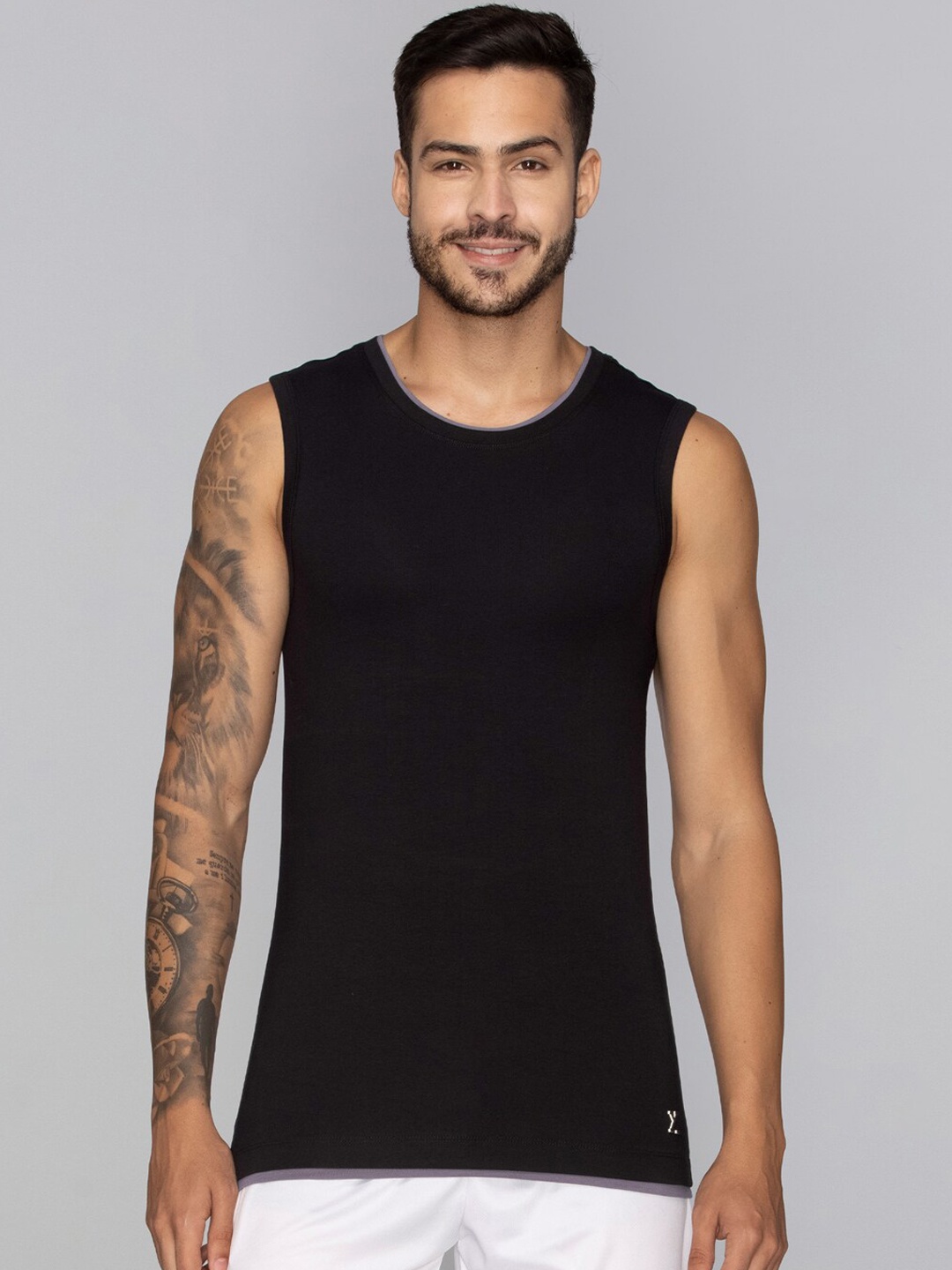 

XYXX Cotton Anti-bacterial Innerwear Vests XYMTEE02, Black