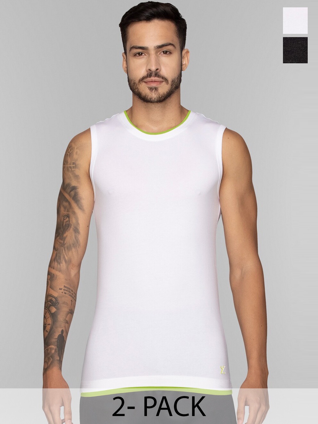 

XYXX Pack of 2 Cotton Anti-bacterial Innerwear Gym Vest, White
