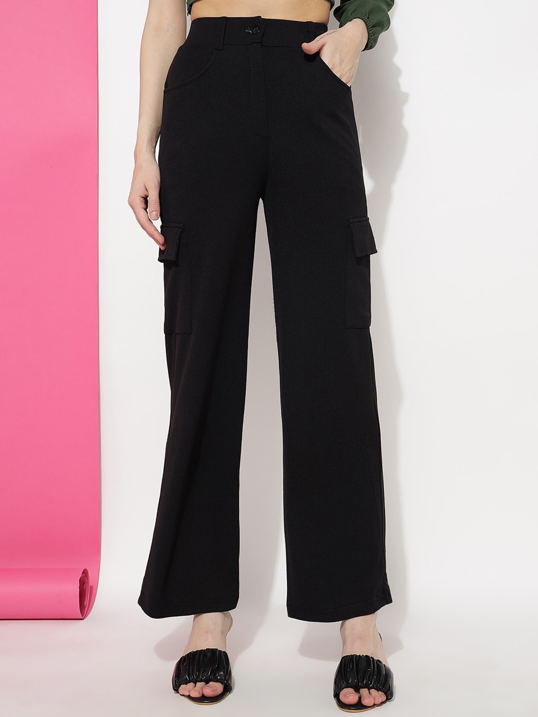 

LEE TEX Women Relaxed Straight Leg High-Rise Cargo Trousers, Black