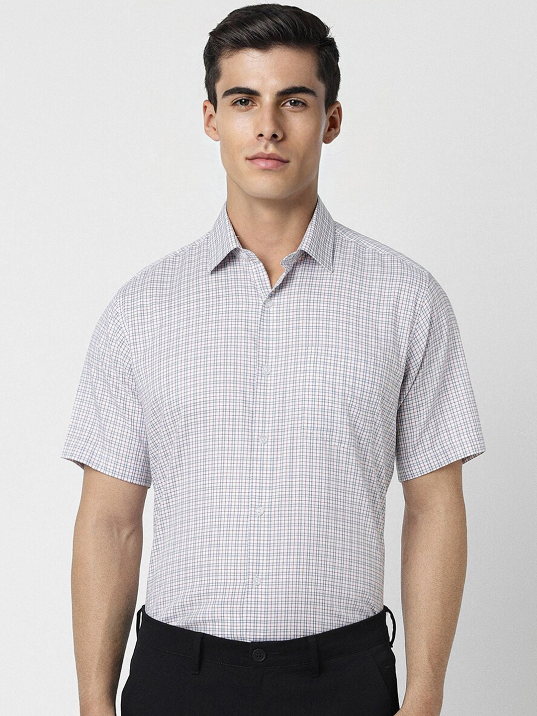 

Van Heusen Checked Cotton Formal Shirt, White