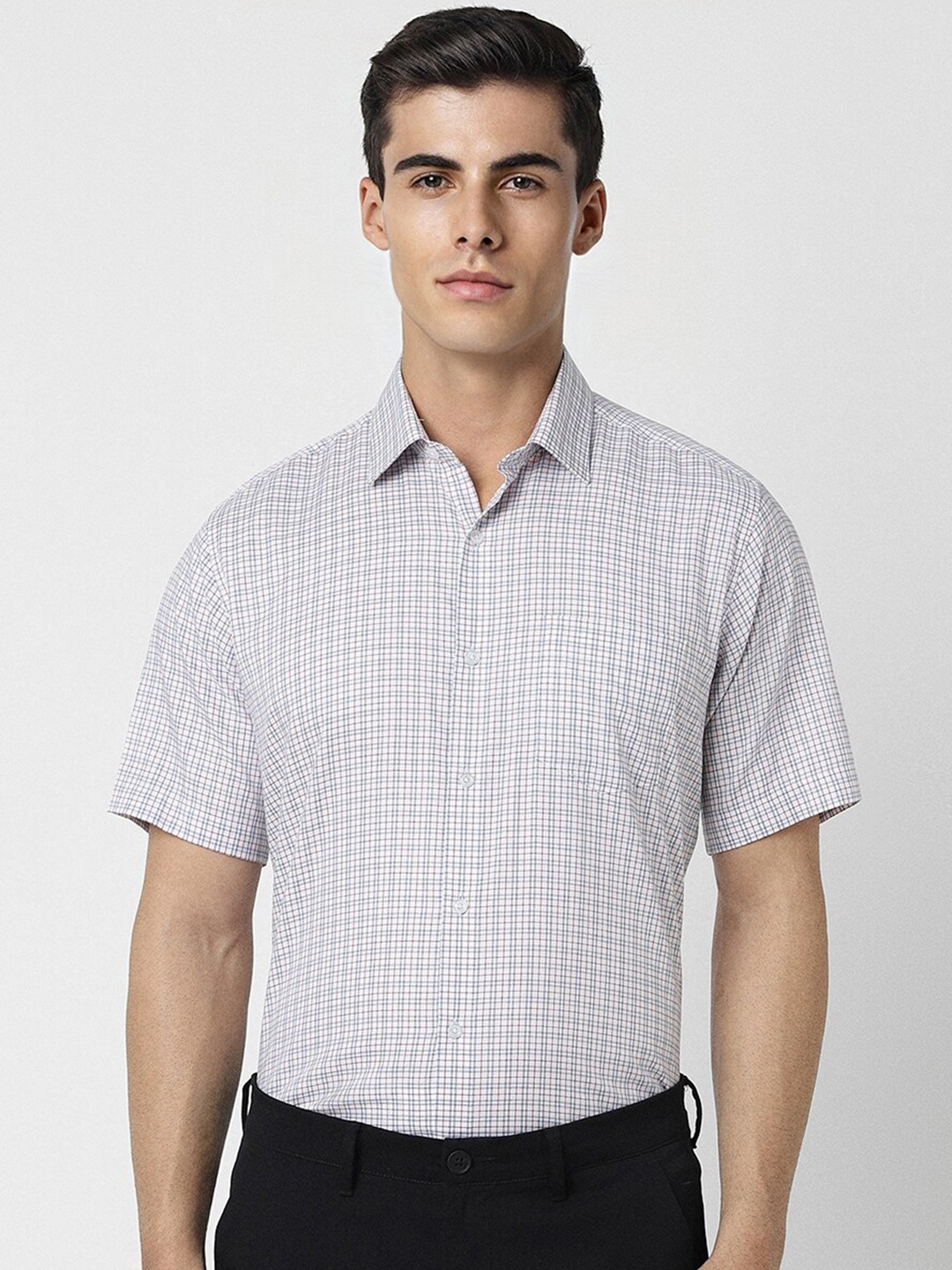 

Van Heusen Checked Cotton Formal Shirt, White