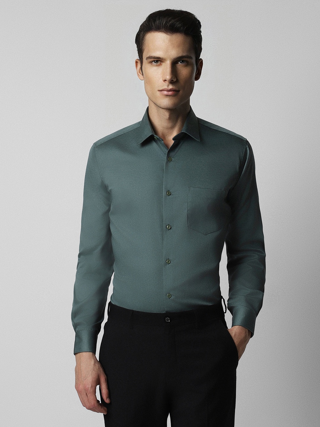 

Van Heusen Men Green Party Shirt