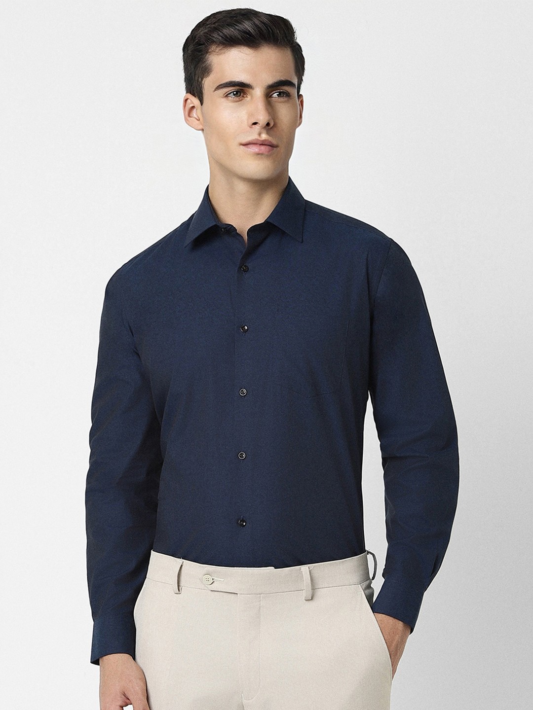 

Van Heusen Men Navy Blue Formal Shirt