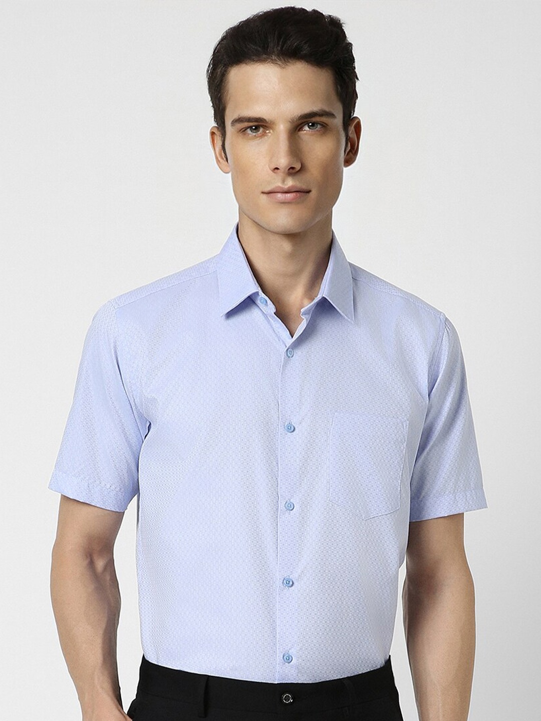 

Van Heusen Micro Ditsy Printed Pure Cotton Formal Shirt, Blue