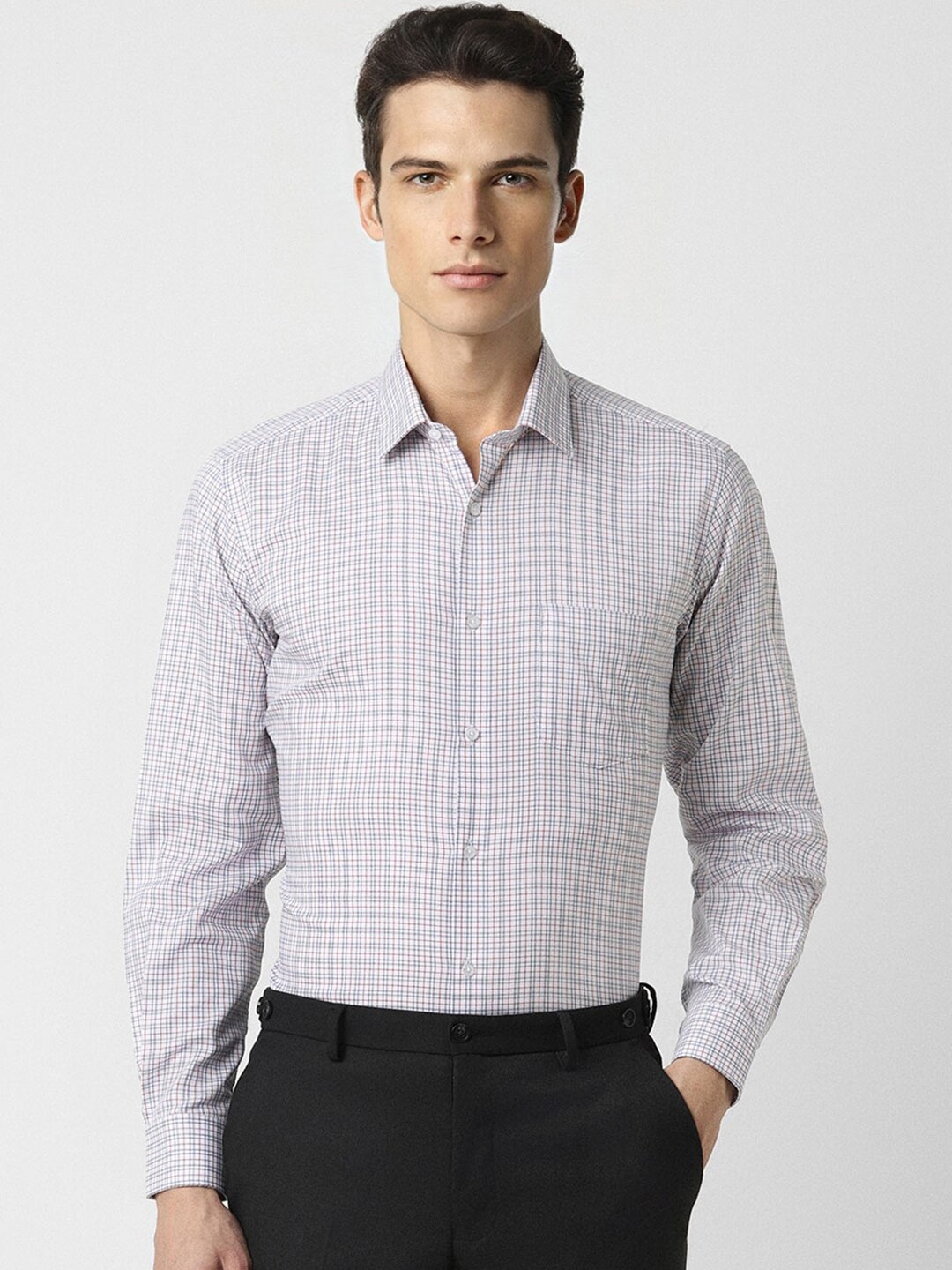 Van Heusen Micro Checked Pure Cotton Formal Shirt, White