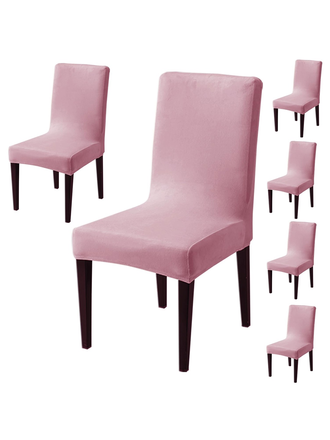 

HOKIPO Pink 6 Pieces 200 GSM Velvet Chair Covers