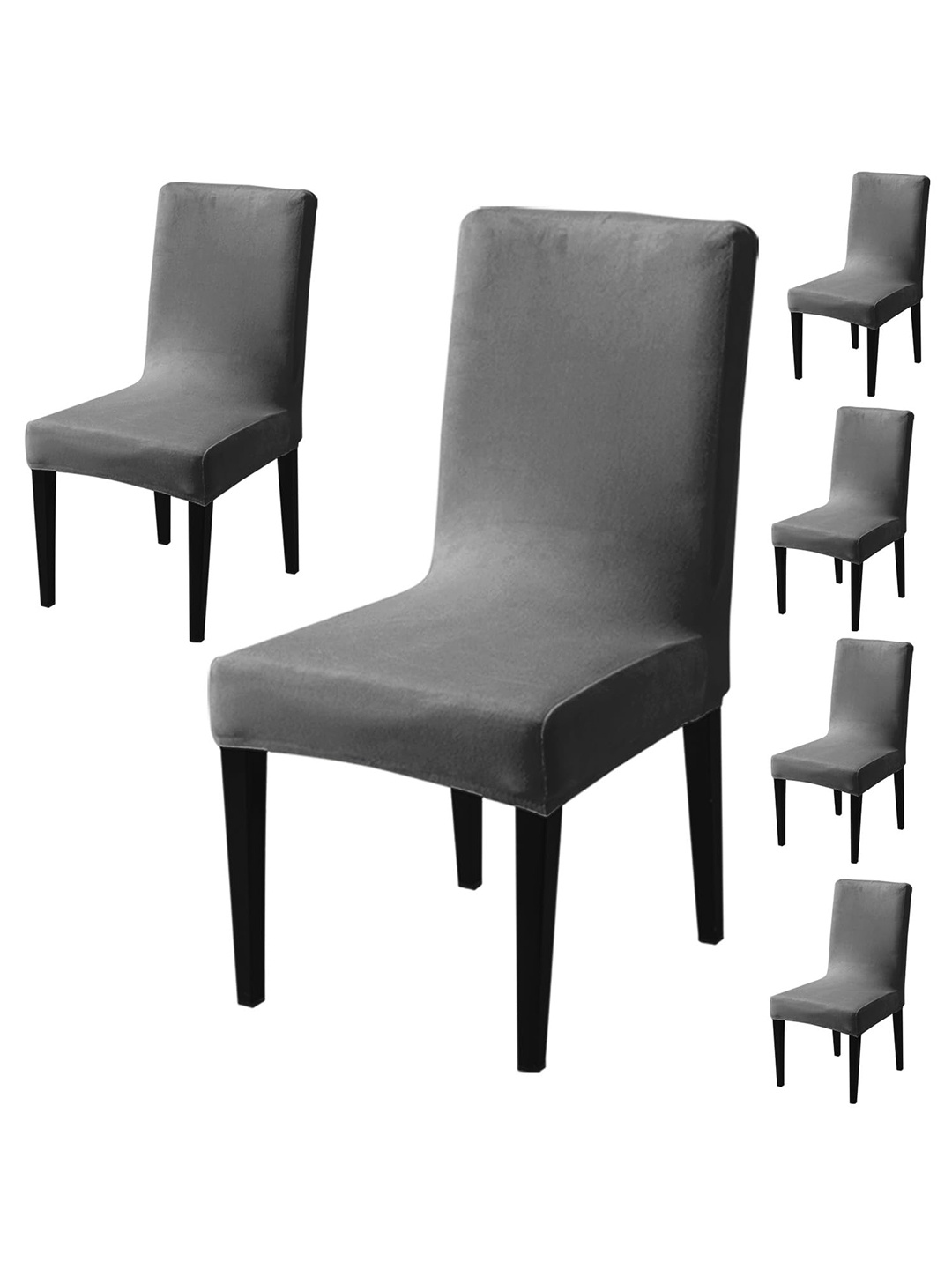 

HOKIPO Grey 6 Pieces 200 GSM Velvet Chair Covers