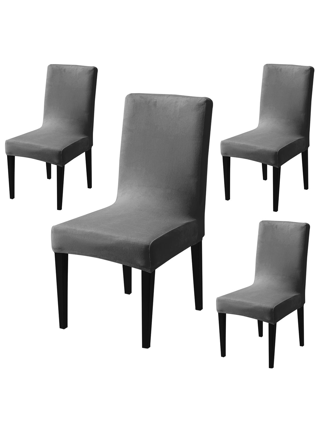 

HOKIPO Grey 4 Pieces 200 GSM Velvet Chair Covers