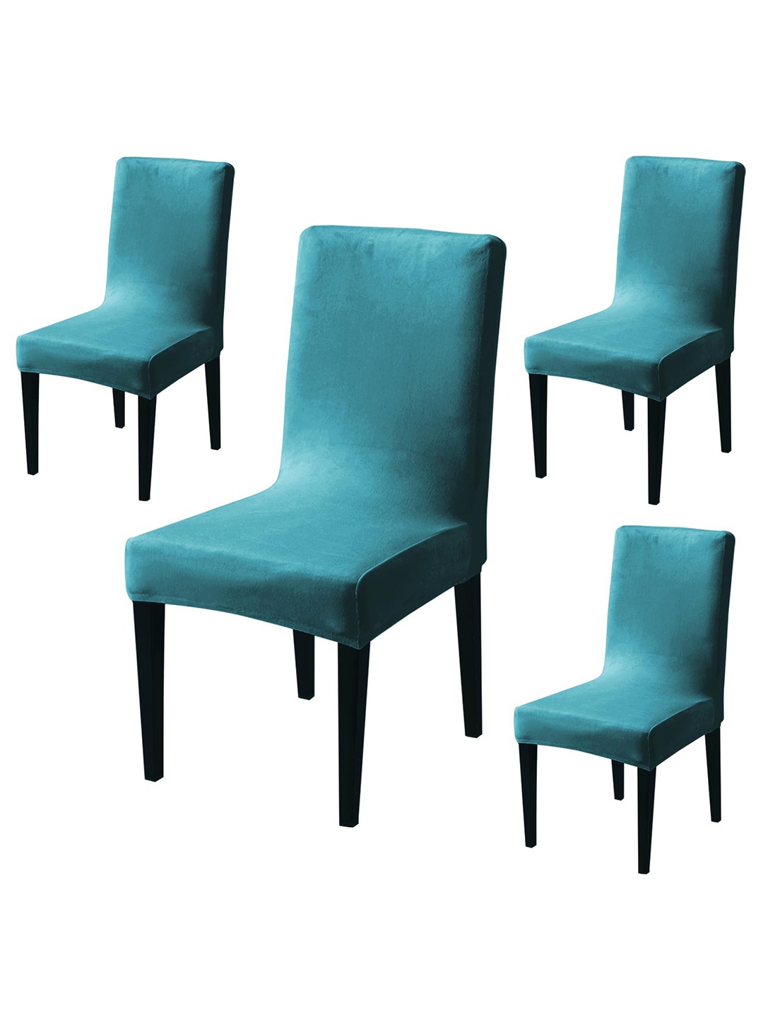 

HOKIPO 4 Pieces Turquoise Blue Velvet Square Chair Covers 200 GSM
