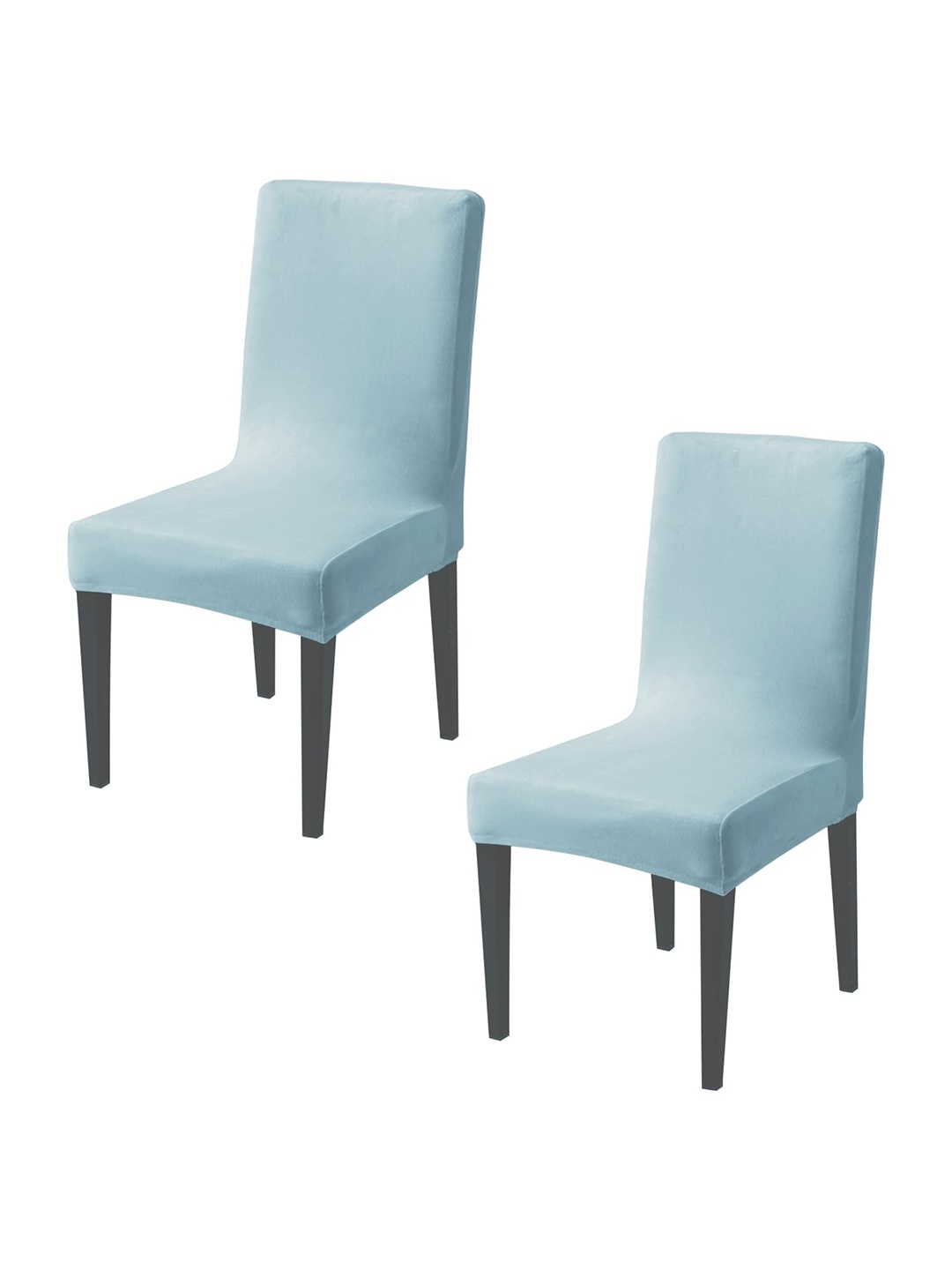 

HOKIPO Blue 2 Pieces Velvet Square Chair Covers 200 GSM