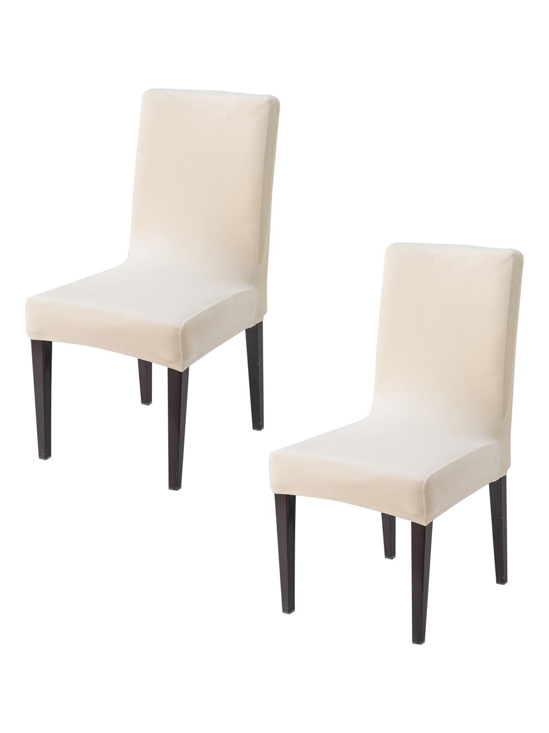 

HOKIPO Beige 2 Pieces 200 GSM Velvet Chair Covers