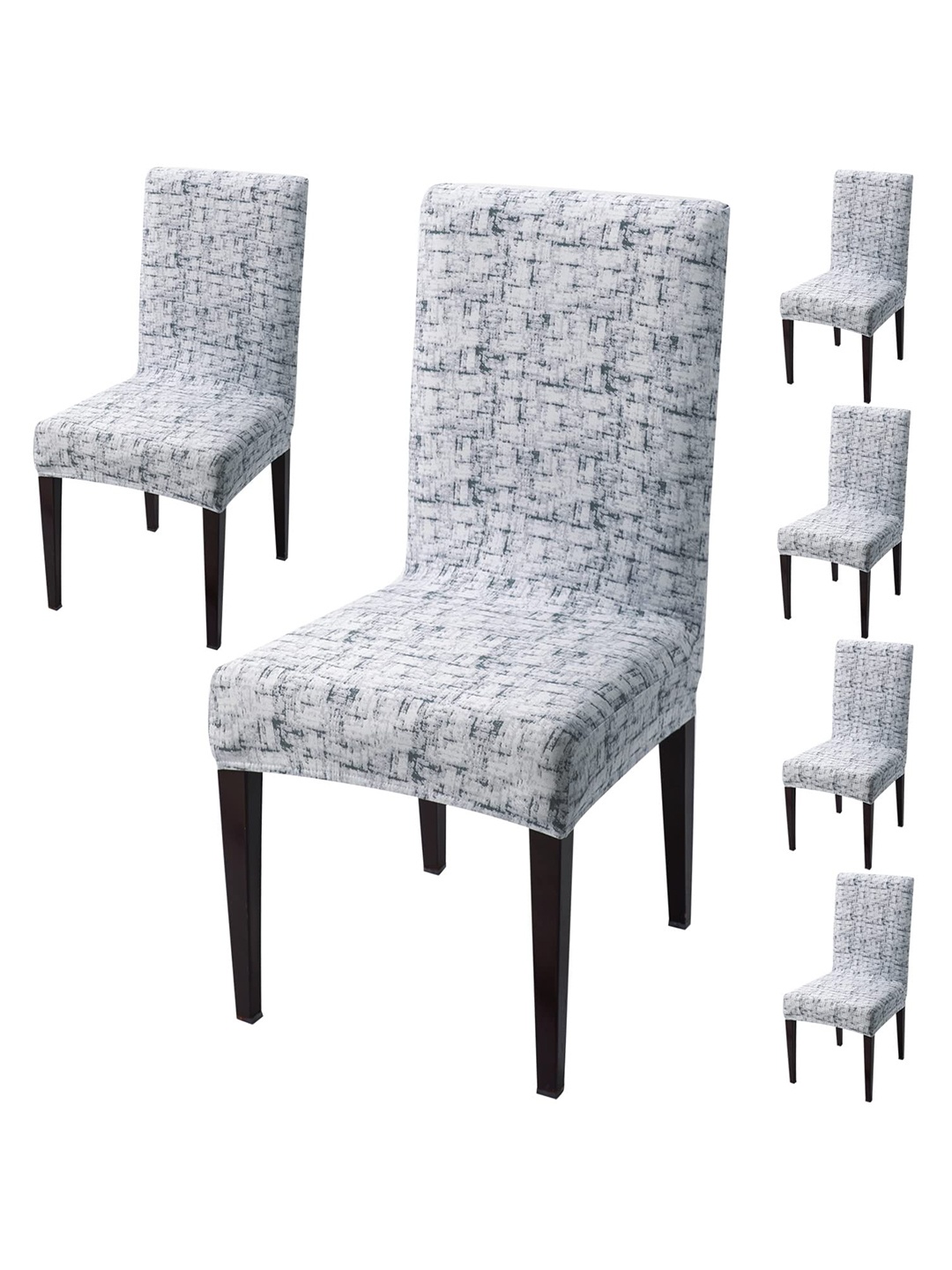 

HOKIPO Grey 6 Pieces Printed Dining Chair Covers