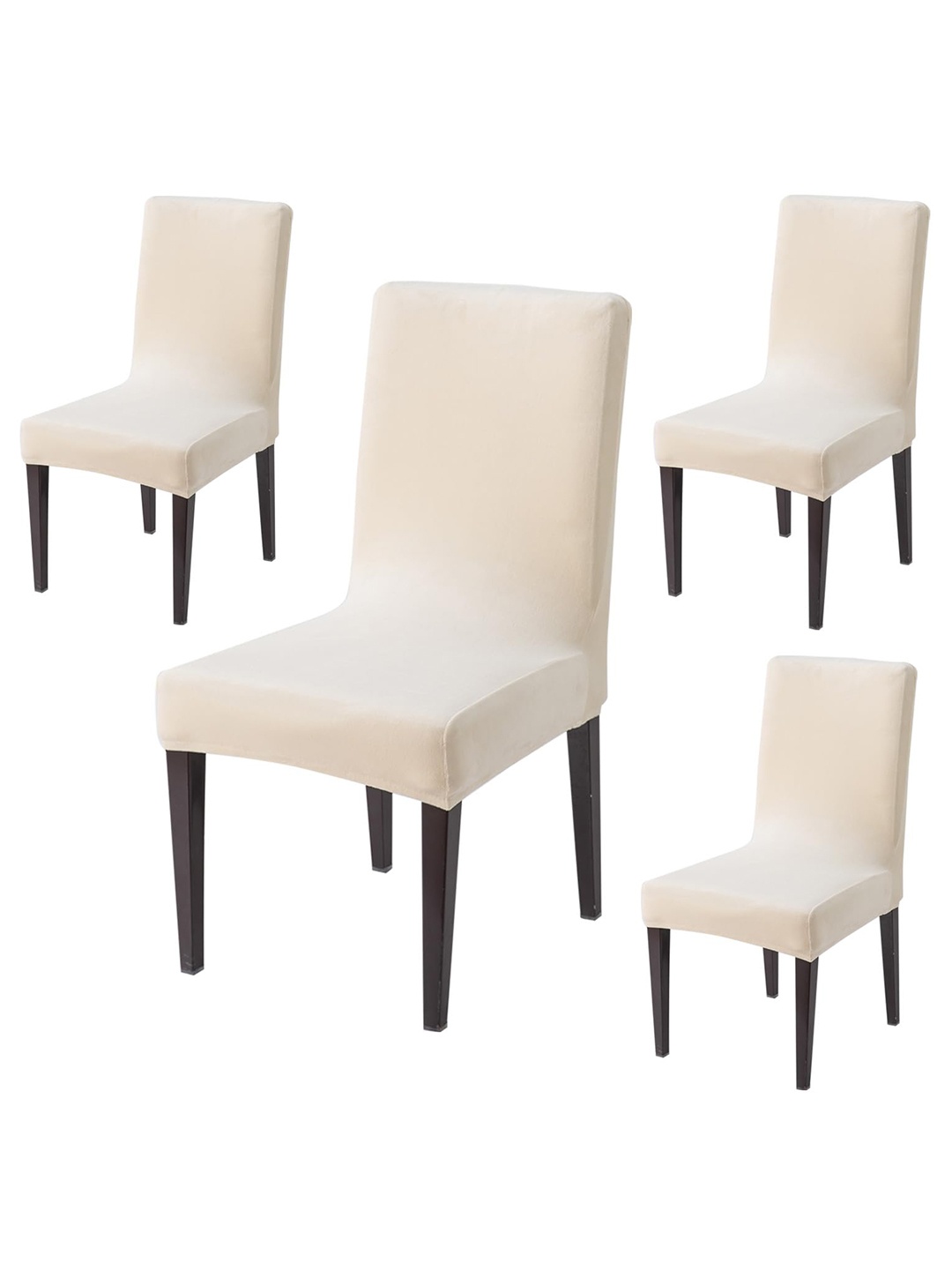 

HOKIPO Beige 4 Pieces 200 GSM Velvet Chair Covers