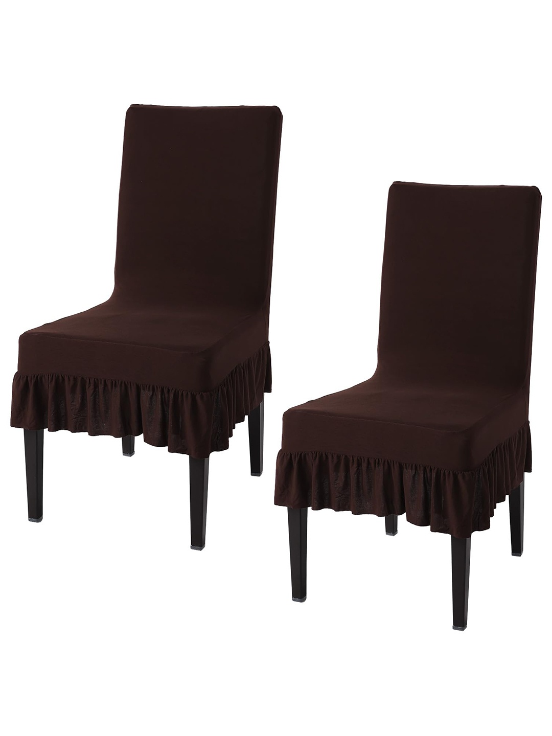 

HOKIPO Coffee Brown 2 Pieces Frill Chair Covers