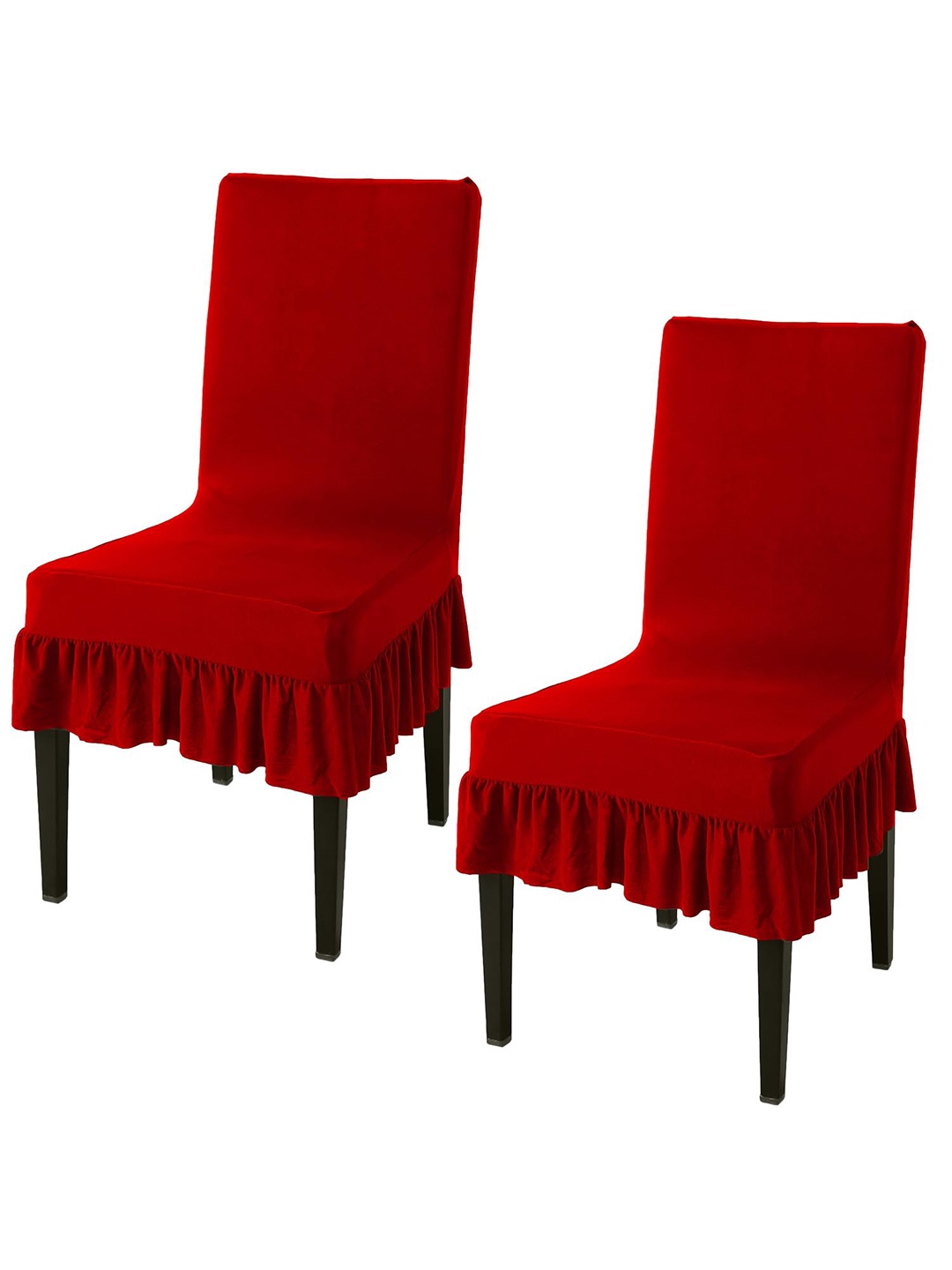 

HOKIPO 2 Pcs Red Frilled Dining Chair Covers