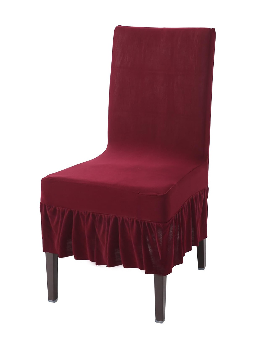 

HOKIPO Maroon Frilled Dining Chair Cover