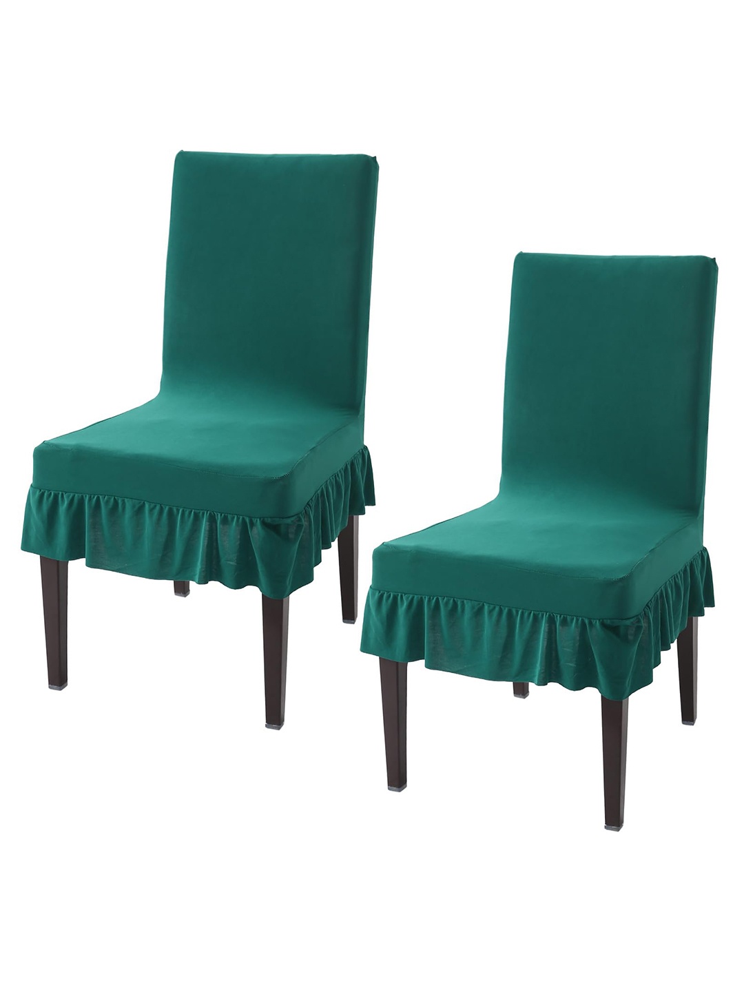

HOKIPO 2 Pcs Green Frilled Stretchable Dining Chair Covers