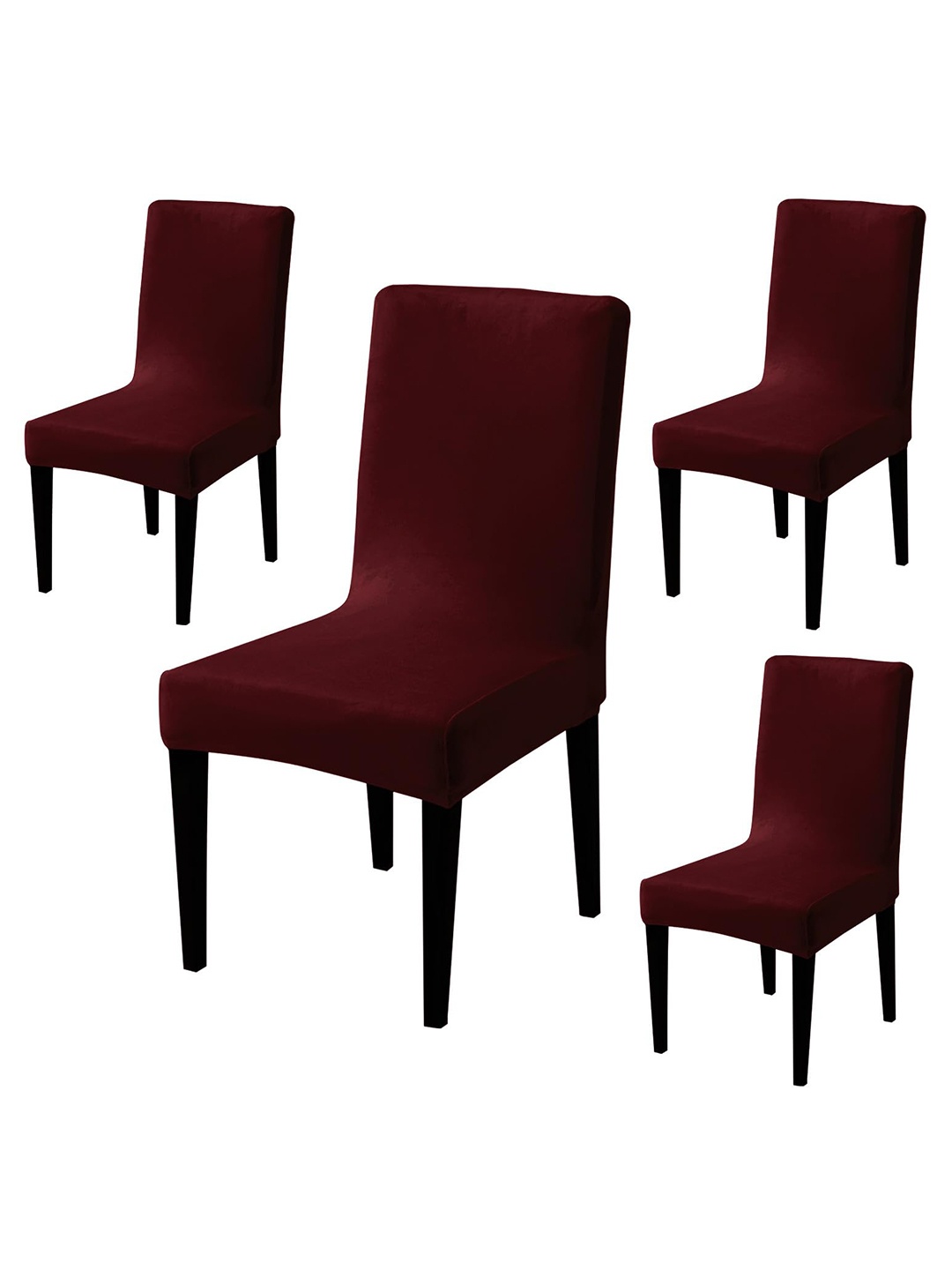 

HOKIPO Burgundy 4 Pieces 200 GSM Velvet Chair Covers