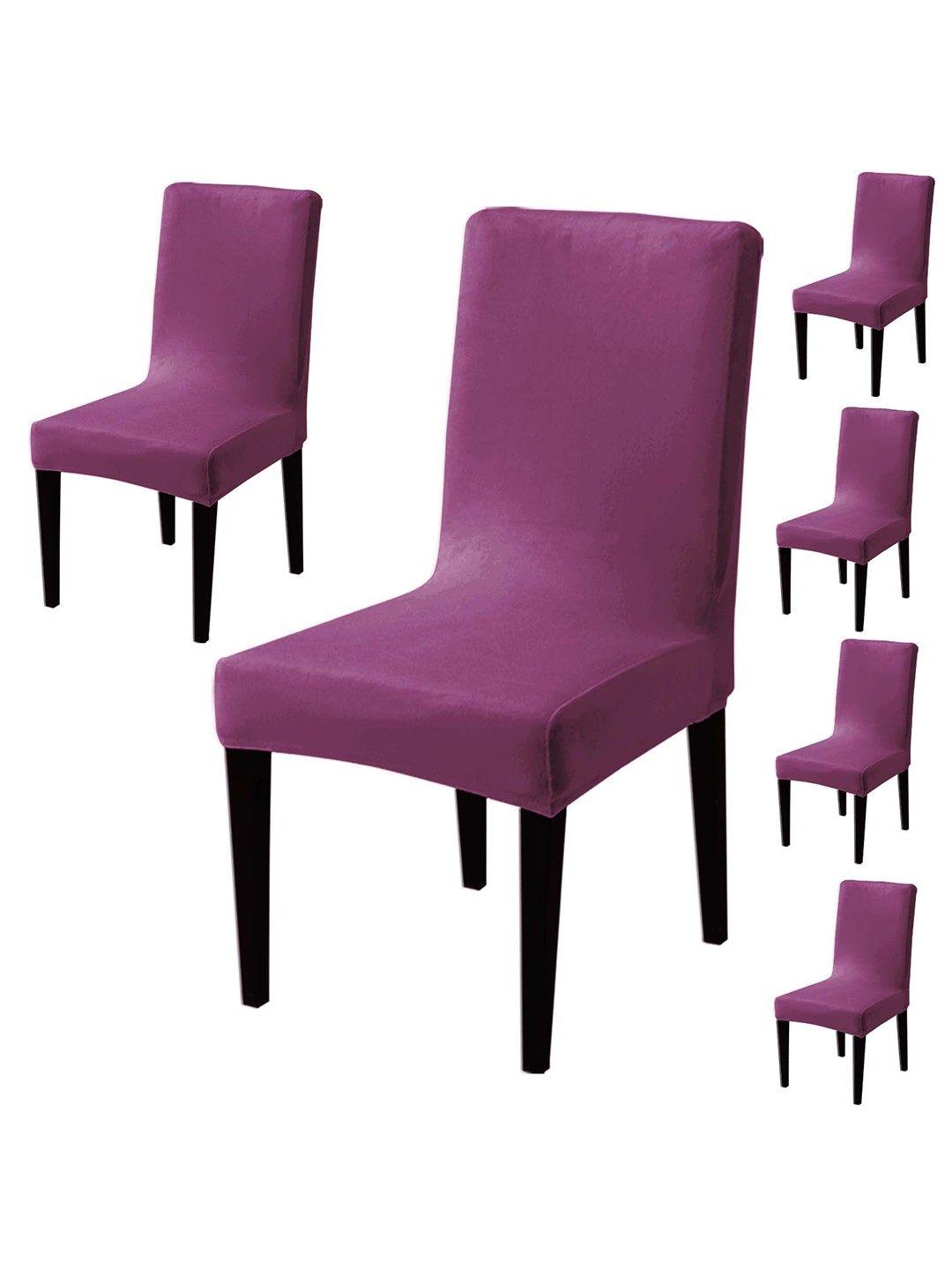 

HOKIPO Purple 6 Pieces 200 GSM Velvet Chair Covers
