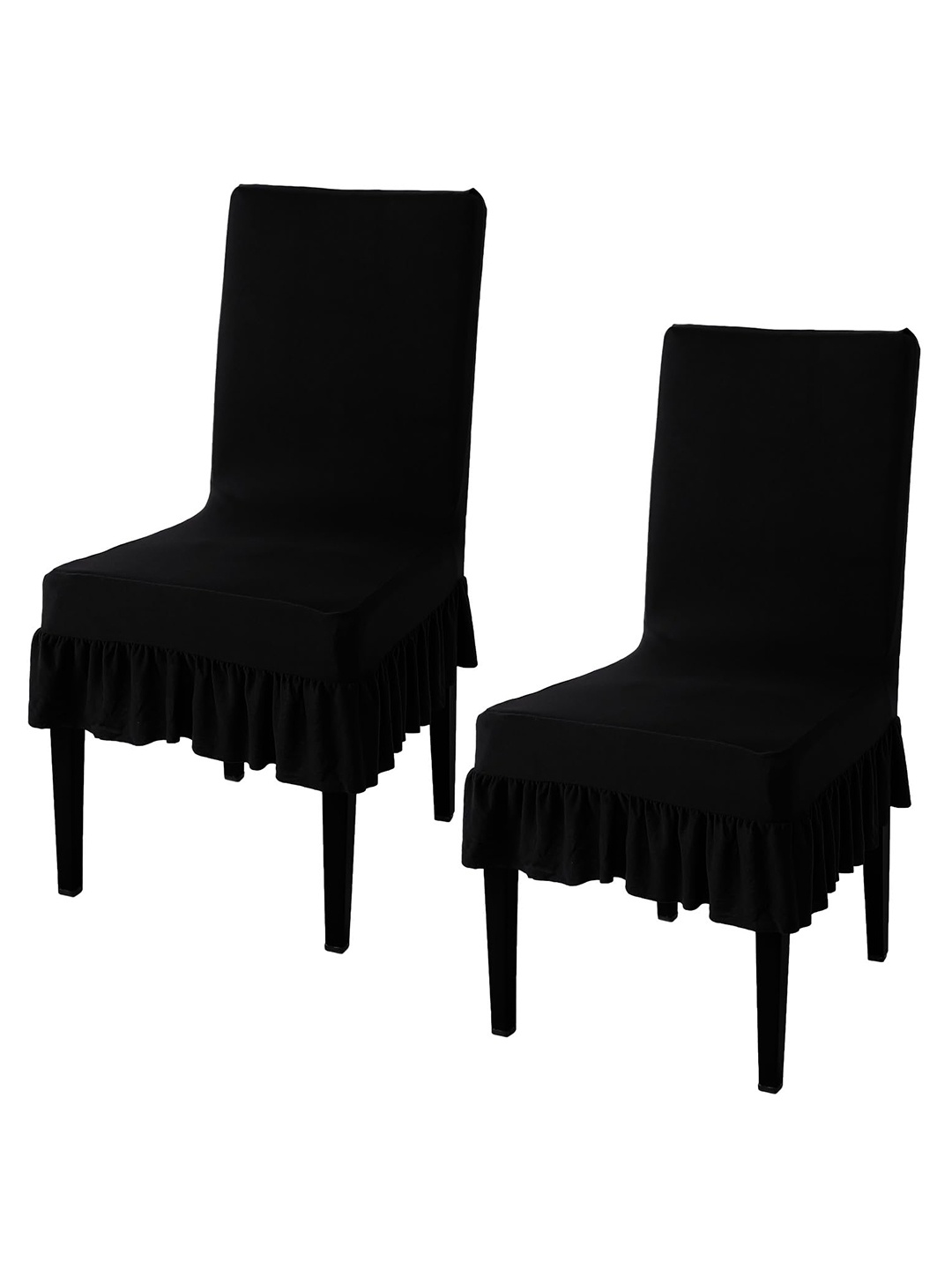 

HOKIPO Black 2 Pieces Frilled Dining Chair Covers