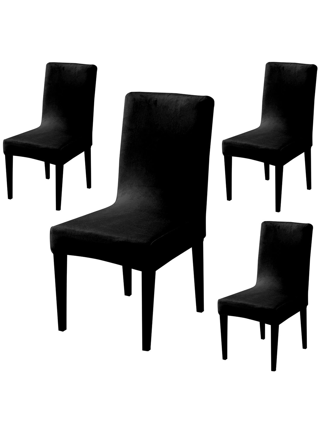 

HOKIPO 4 Pieces Black 200 GSM Velvet Chair Covers