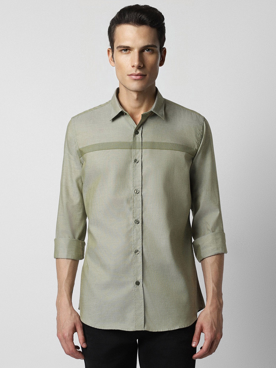 

Van Heusen Sport Green Slim Fit Striped Casual Shirt