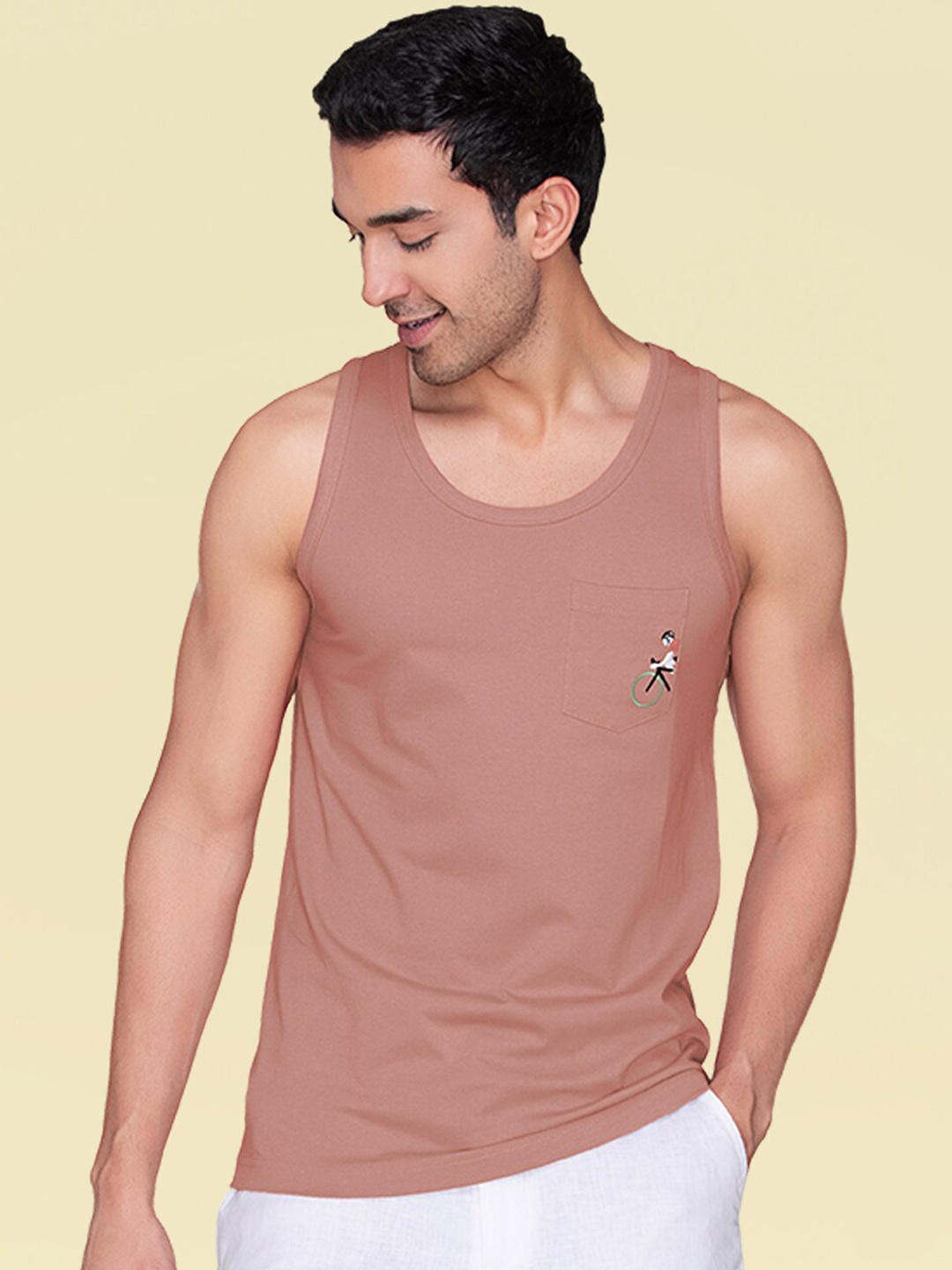 

XYXX Round Neck Cotton Anti-Bacterial Gym Vests XYOVEST05, Peach