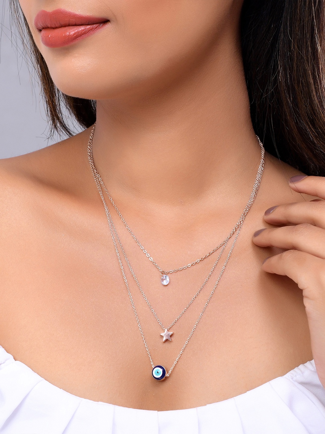 

VOJ Silver-Plated Layered Necklace