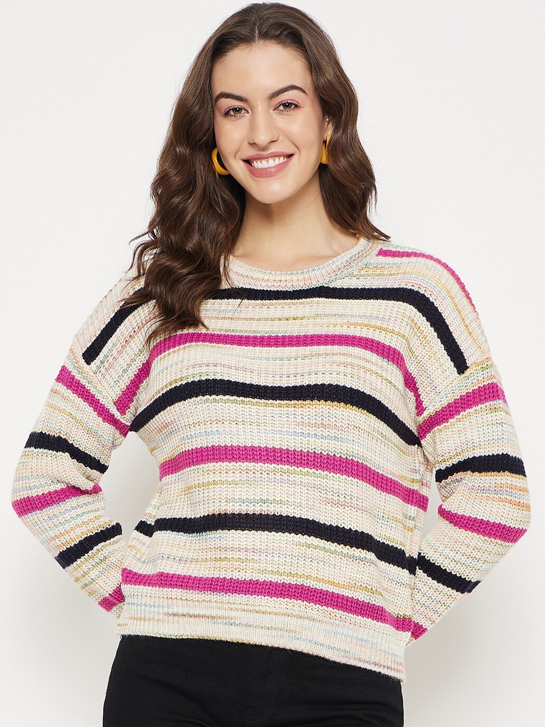 

Madame Striped Cotton Pullover, Beige