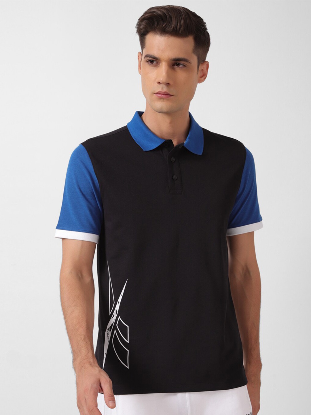 

Reebok Colourblocked Polo Collar Short Sleeves T-Shirt, Black