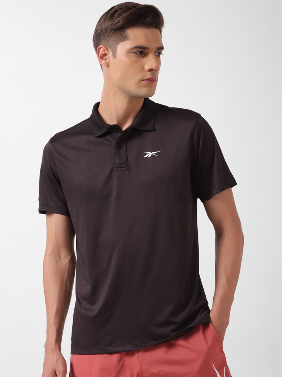 Reebok Polo Collar Short Sleeves T-Shirt, Black