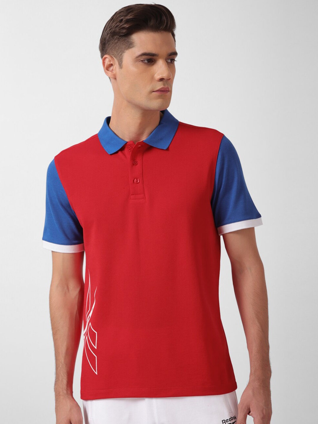 

Reebok Colourblocked Polo Collar T-Shirt, Red
