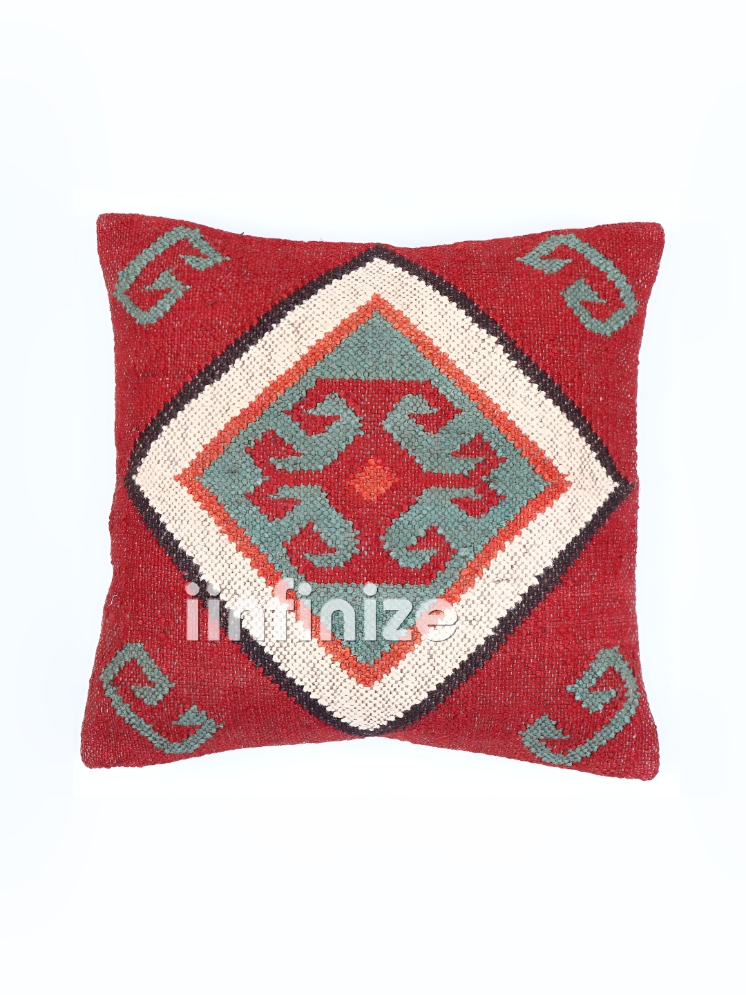

iinfinize Red and White Kilim Cushion Cover
