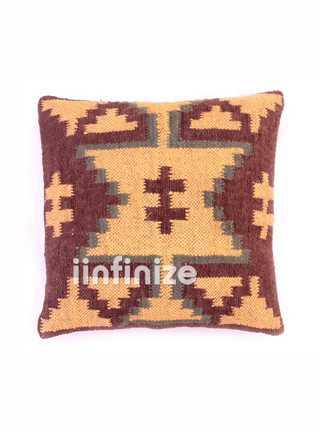 iinfinize Brown and Grey Kilim Cushion Cover