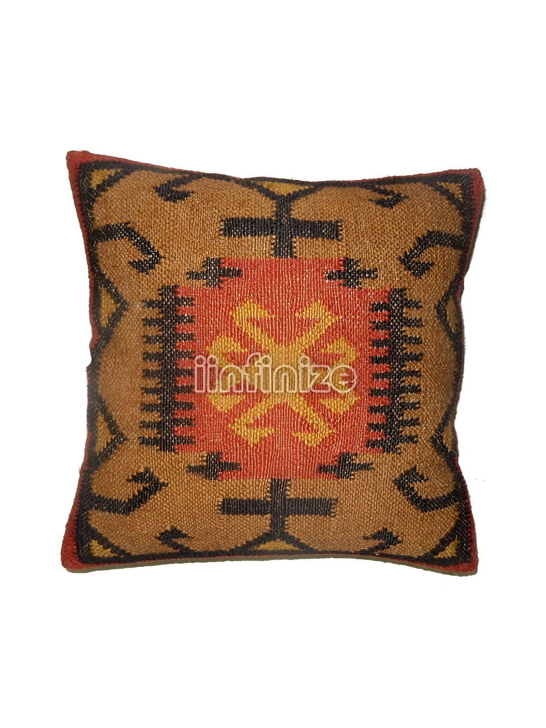 

iinfinize Brown and Black Kilim Cushion Cover