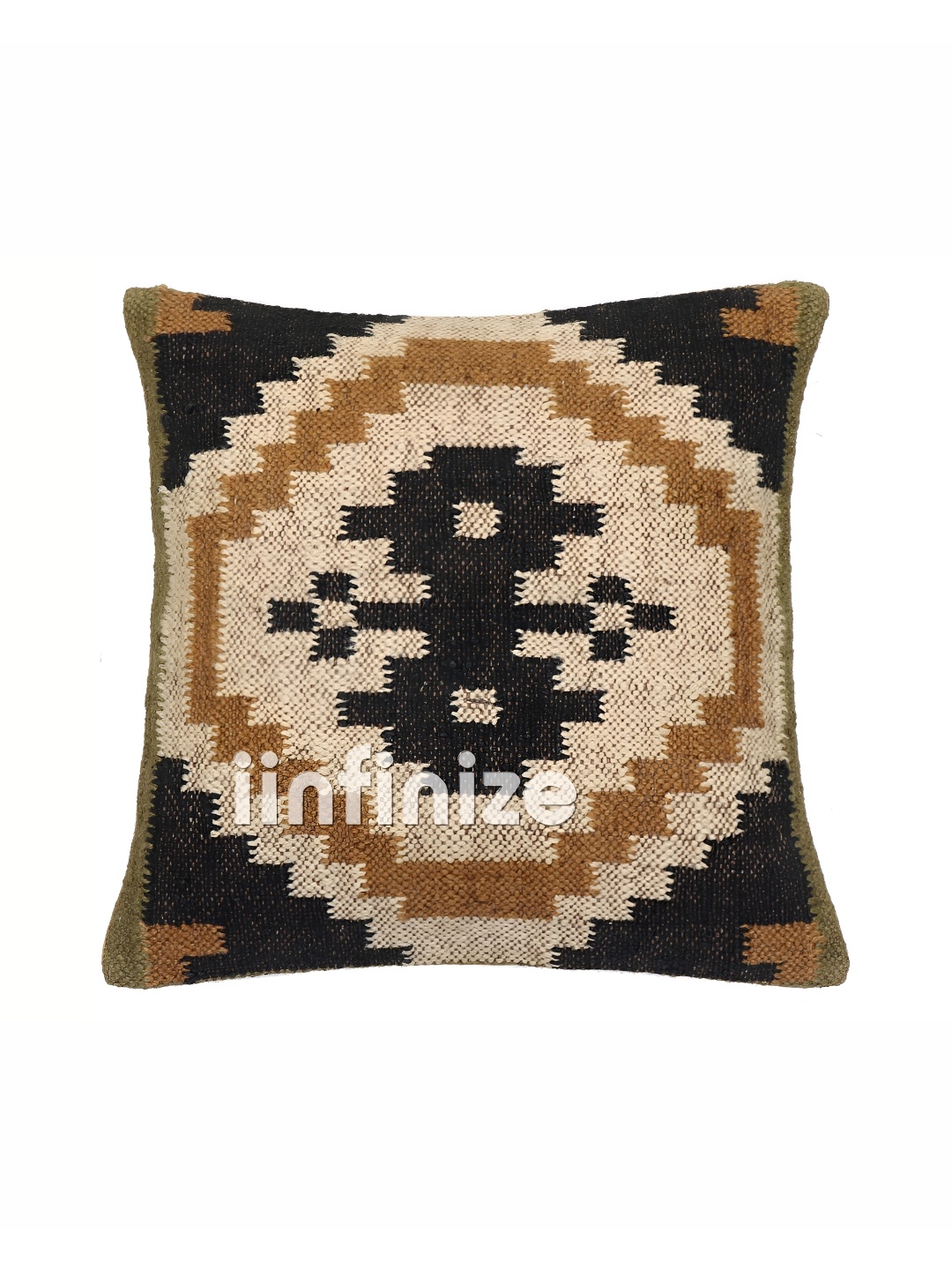 

iinfinize Black & Beige Abstract Printed Square Kilim Cushion Cover