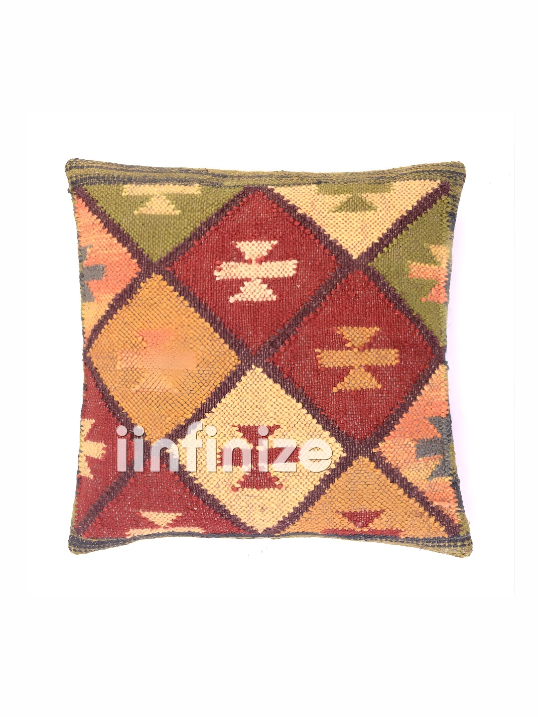 

iinfinize Red and Green Kilim Cushion Cover