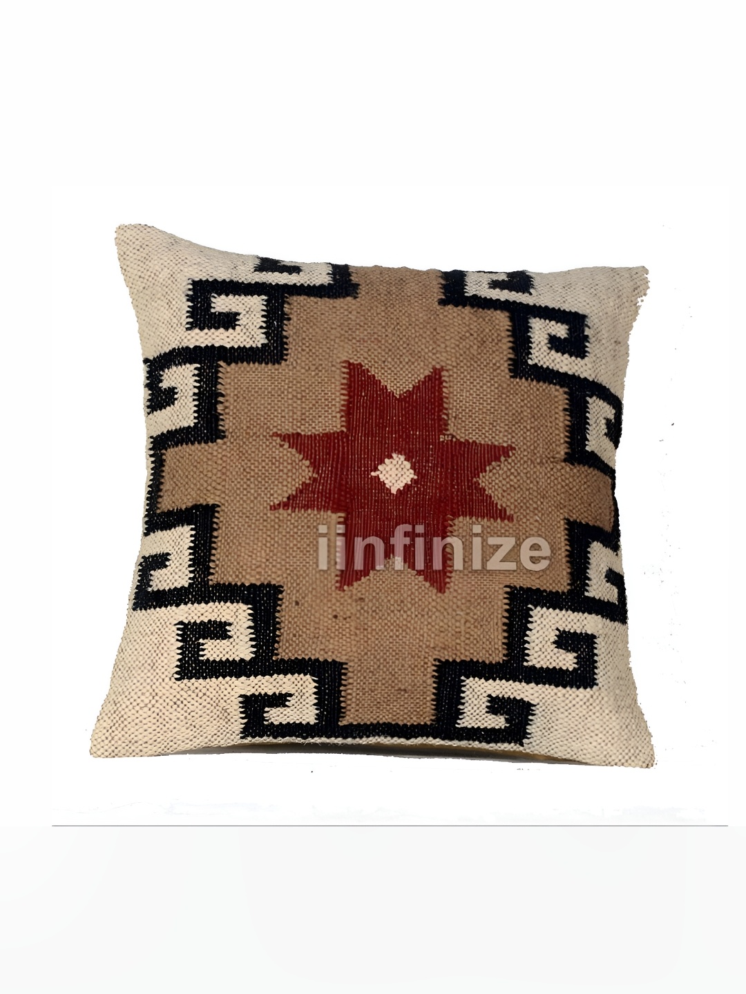 

iinfinize Beige and Black Kilim Cushion Cover