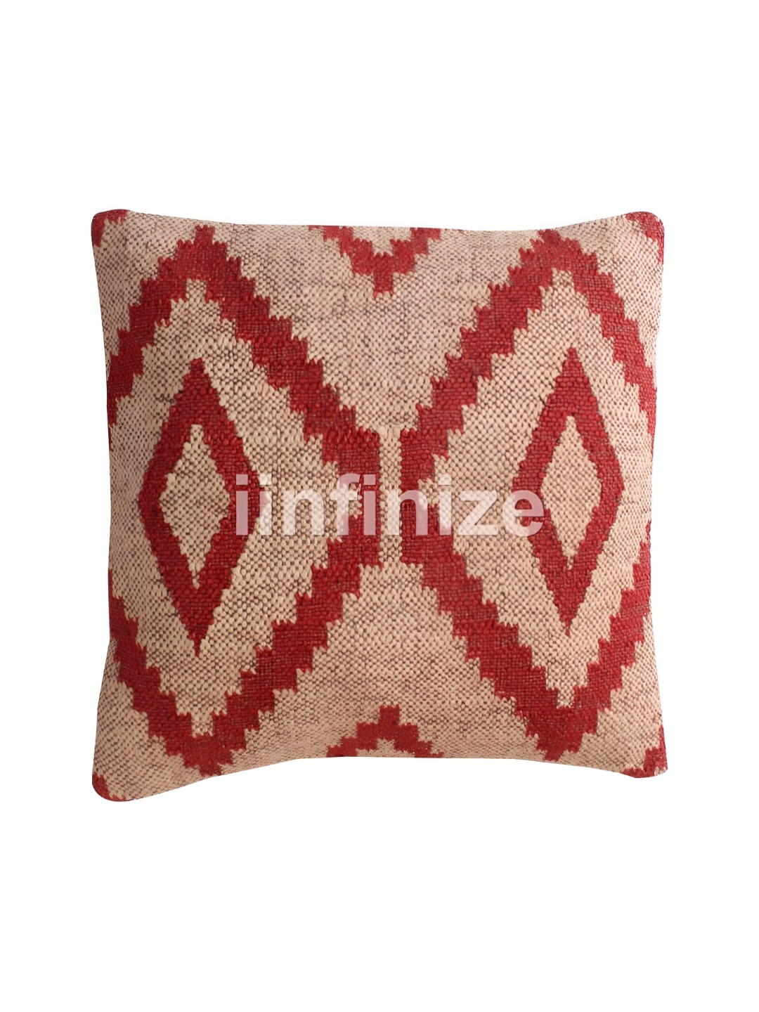

iinfinize Red and Peach Kilim Cushion Cover