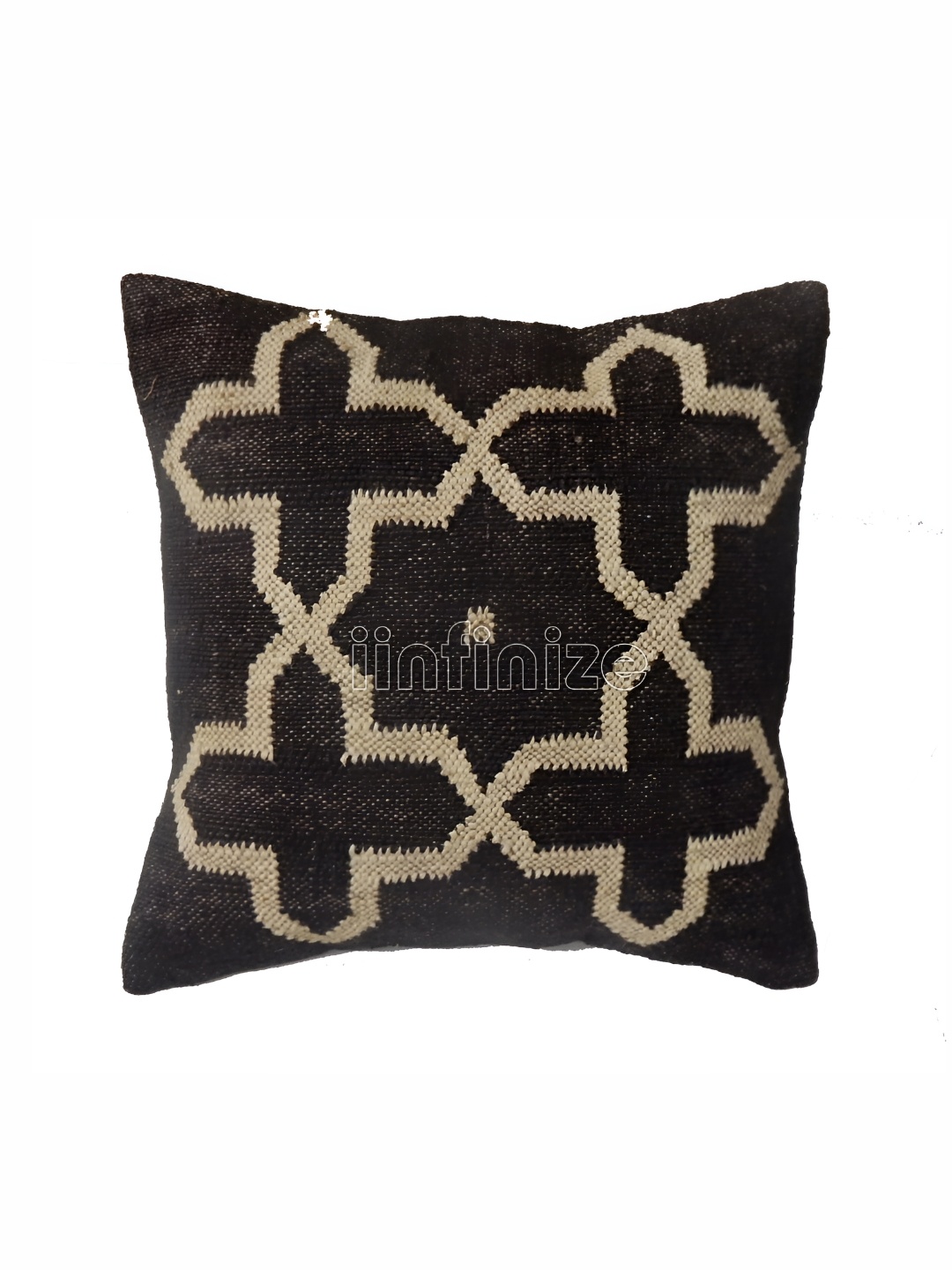 

iinfinize Black and Cream Kilim Cushion Cover