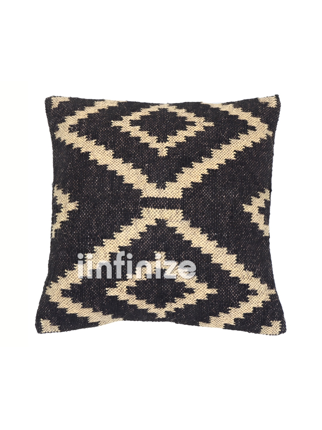 

iinfinize Black & Beige Abstract Printed Square Kilim Cushion Cover